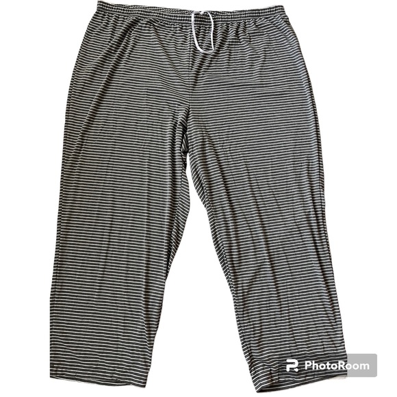 Charter Club Other - Charter Club Intimates Women’s Gray & White Striped Wide Leg Lounge Pants 3X